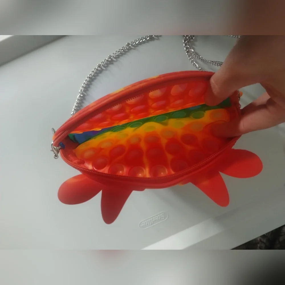 New Rainbow Popper Fidget Toy Purse Bag, Car Travel, T11MIS